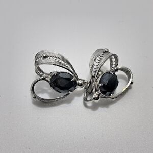 Sorrento Sterling Hermatite Filagree Clip On Earrings